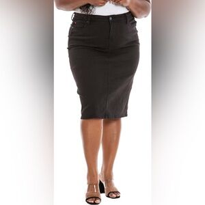 SLINK Jeans Midi Black Denim Skirt - New - Size 18